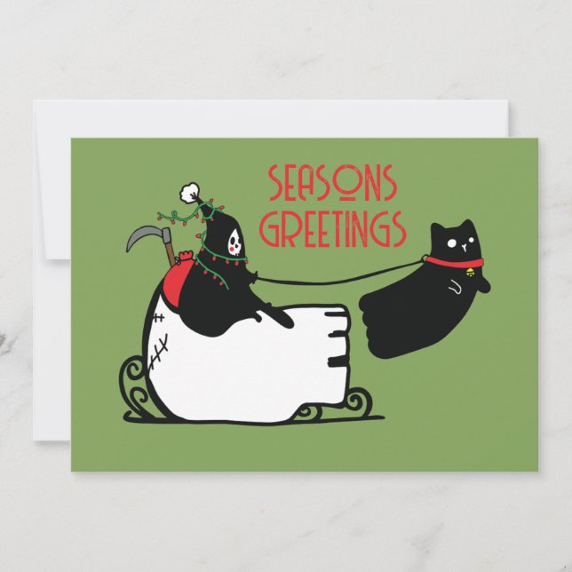 Grim Reaper Santa Seasons Greetings Holiday Card (Front)