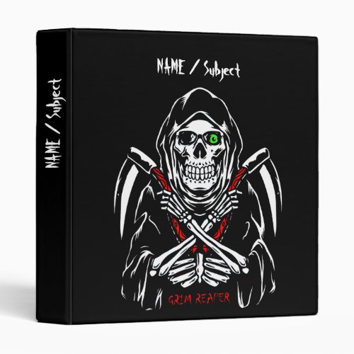 Grim Reaper Scythe Death Skeleton Bones Halloween  3 Ring Binder