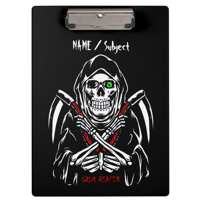 Grim Reaper Scythe Death Skeleton Bones Halloween Clipboard (Front)