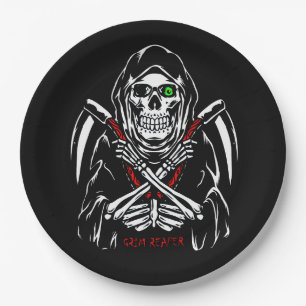 Grim Reaper Scythe Death Skeleton Bones Halloween  Paper Plates