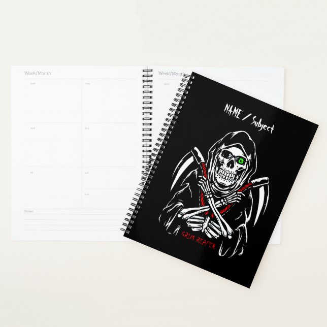 Grim Reaper Scythe Death Skeleton Bones Halloween  Planner (Display)