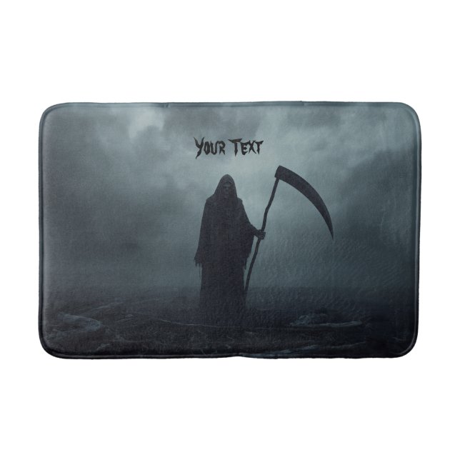 Grim Reaper Scythe Halloween T-Shirt  Customizable Bath Mat (Front)