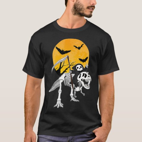 Grim Reaper Scythe riding Skeleton TRe Paranormal  T_Shirt