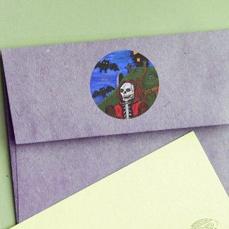 Grim Reaper Skeleton Bats Cemetery Classic Round Sticker