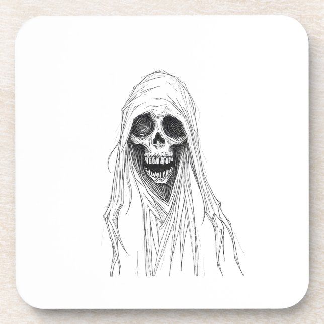 Grim Reaper Skeleton Beverage Coaster (Front)