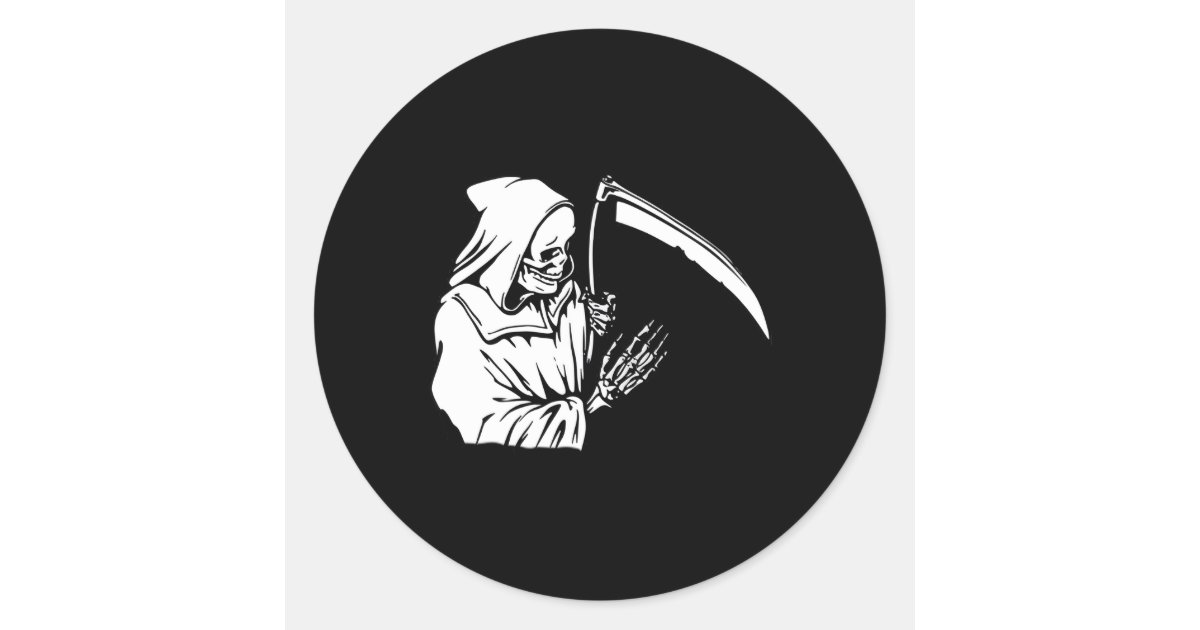 Reaper Rounds Grim Reaper Skeleton Pocket Corner Classic Round Sticker | Zazzle