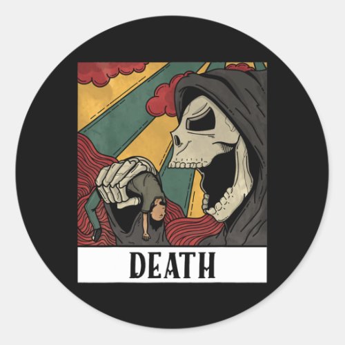 Grim Reaper Skeleton Tarot Card Blackcraft Men Classic Round Sticker