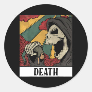 Grim Reaper Skeleton Tarot Card Blackcraft Men Classic Round Sticker