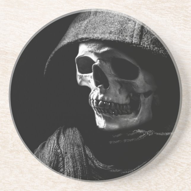 Grim Reaper Skull Drink Coaster (Front)