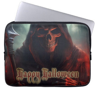 Grim Reaper Skull Halloween Spooky Art Laptop Sleeve