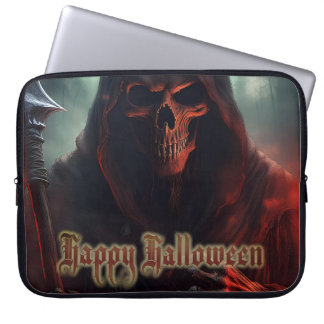 Grim Reaper Skull Halloween Spooky Art Laptop Sleeve