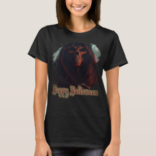 Grim Reaper Skull Halloween Spooky Art T-Shirt