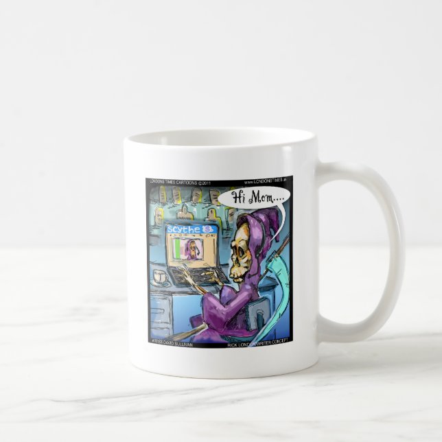 Grim Reaper & Skythe Funny Gifts Cards & Tees Coffee Mug (Right)