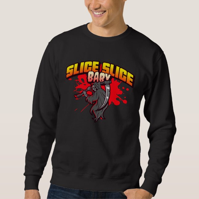 Grim Reaper Slice Baby Angel of Death Bloody Pizza Sweatshirt (Front)