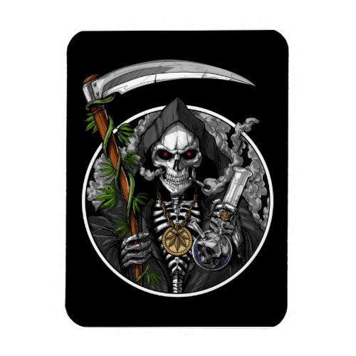 Grim Reaper Smoking Weed Flexible Photo Magnet