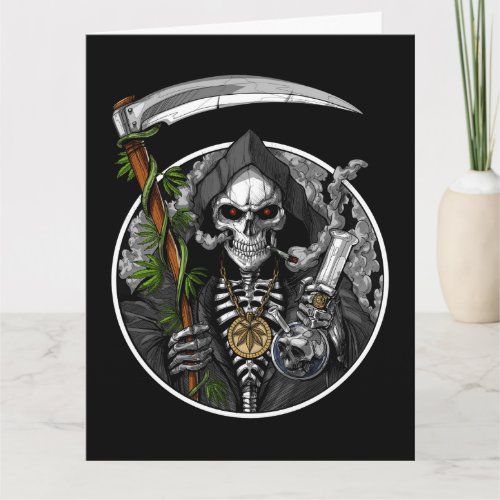 Grim Reaper Smoking Weed Scary Greeting Card