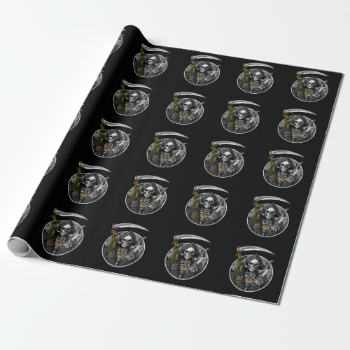 Grim reaper smoking weed scary wrapping paper