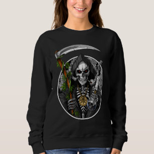 Grim Reaper Smoking Weed Smoking Skull Skeleton Sweatshirt