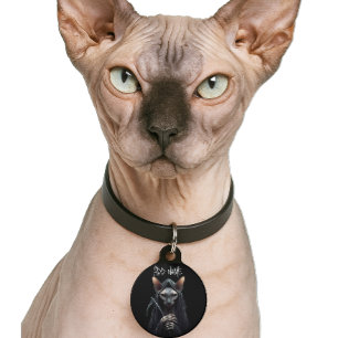 Grim Reaper Sphynx Cat Personalized Pet ID Tag