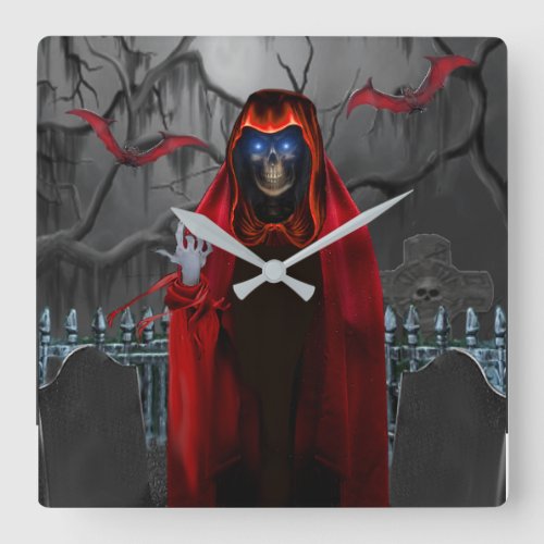GRIM REAPER SUMMONS YOU SQUARE WALL CLOCK