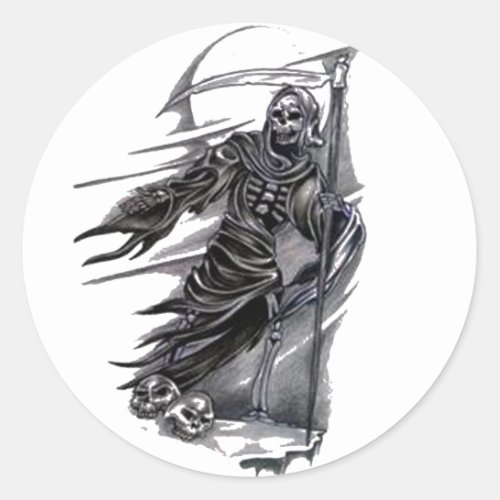 Grim Reaper Taking Souls Classic Round Sticker