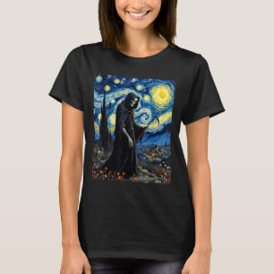 Grim Reaper Van Gogh Starry Night Inspired Gothic T-Shirt