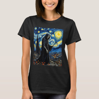 Grim Reaper Van Gogh Starry Night Inspired Gothic T-Shirt