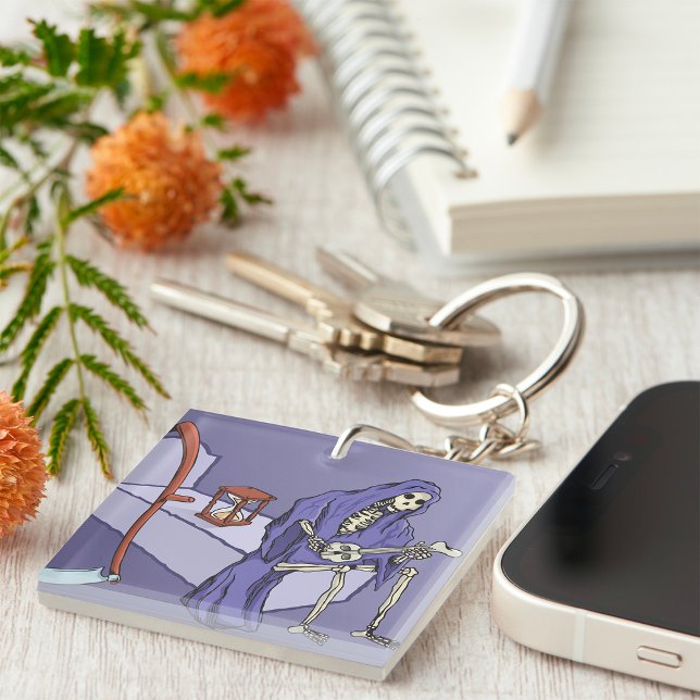 Grim Reaper Waiting with Hourglass Keychain (Creator Uploaded)