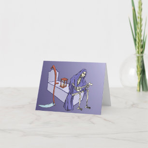 Grim Reaper Waiting with Hourglass Letterpress Thank You Card