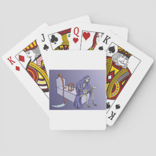 Grim Reaper Waiting with Hourglass Poker Cards
