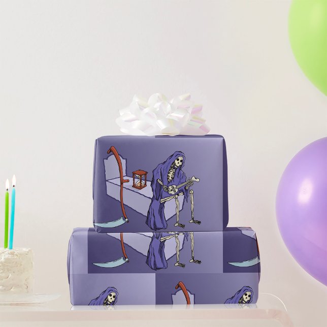 Grim Reaper Waiting with Hourglass Wrapping Paper (Creator Uploaded)