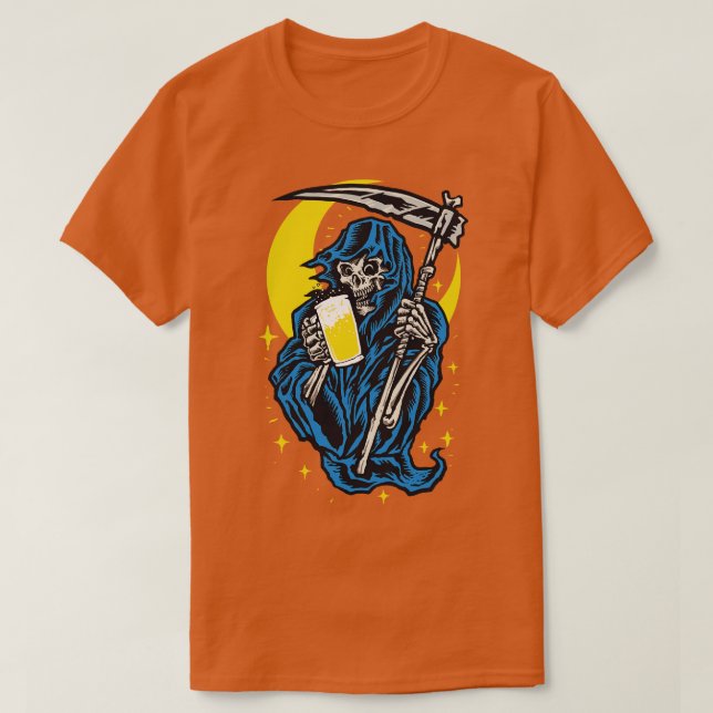 Grim Reaper With Beer  T-Shirt (Design Front)