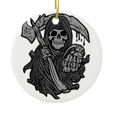Grim reaper with scythe and grenade ceramic ornament Grim reaper with scythe and grenade ceramic ornament