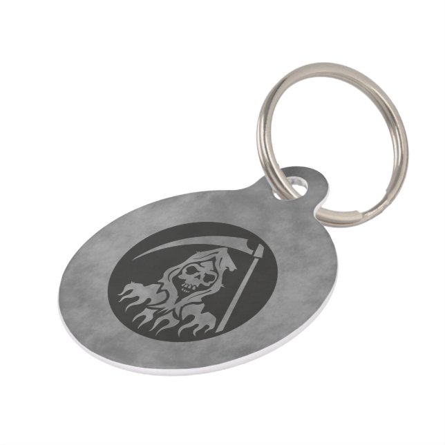 Grim Reaper with Scythe Pet ID Tag (Side)
