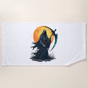 Grim Reaper with Scythe – Scary Halloween Shirt Beach Towel