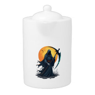 Grim Reaper with Scythe – Scary Halloween Shirt Teapot