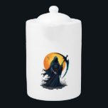Grim Reaper with Scythe – Scary Halloween Shirt Teapot<br><div class="desc">Grim Reaper with Scythe – Scary Halloween Shirt</div>