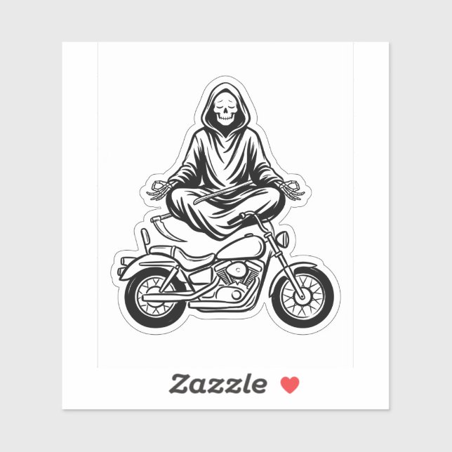 Grim Reaper Zen Decal — Meditating Biker Sticker (Sheet)