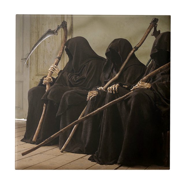 Grim Reapers Waiting For You Ceramic Tile (Front)