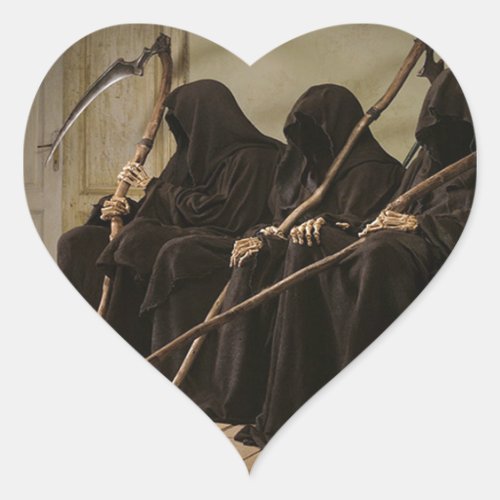 Grim Reapers Waiting For You Heart Sticker