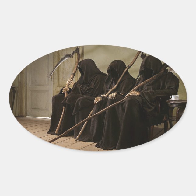 Grim Reapers Waiting For You Oval Sticker (Front)