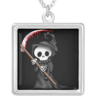 Grim Reeper Monogram Sterling Silver Necklace