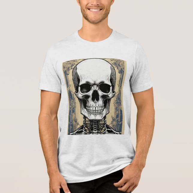 "Grim Style: Skeleton Portrait T-Shirt" Tri-Blend Shirt (Front)