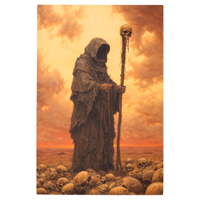 Grim Wanderer: Field of Skulls Metal Print (Front)