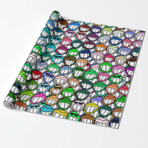 Grimaces on wrapping paper
