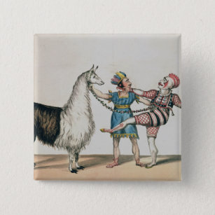 Grimaldi and the Alpaca, in the Popular Pantomime Pinback Button