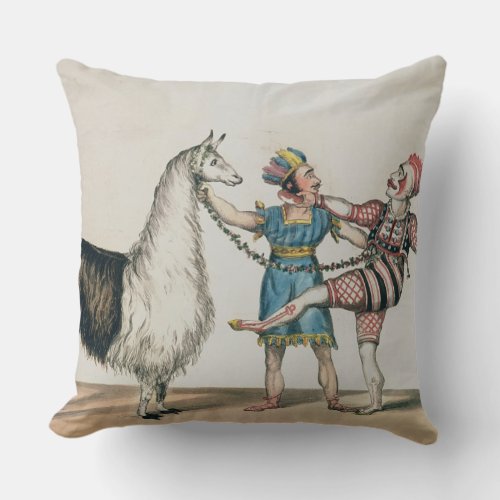 Grimaldi and the Alpaca in the Popular Pantomime Throw Pillow