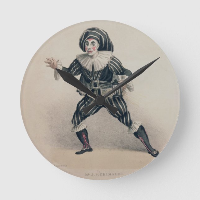 Grimaldi as Scaramouche, from the Commedia dell'Ar Round Clock (Front)