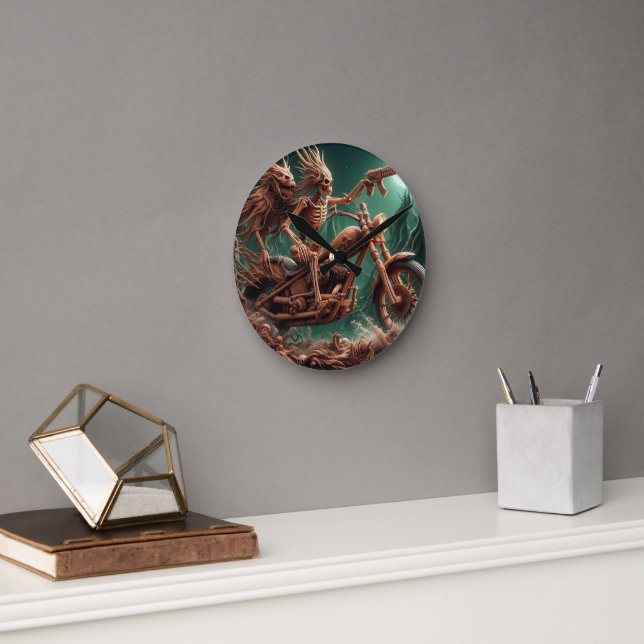 Grimbone and Skulldust, mounted their big chopper  Round Clock (Office)