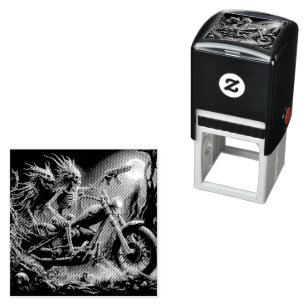 Grimbone and Skulldust, mounted their big chopper Self-inking Stamp